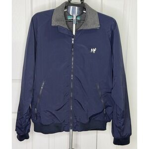 Vintage Big Dogs Jacket Mens Large Blue Full Zip Fleece Lined Bomber Hong Kong